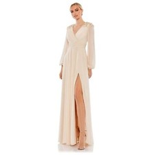 Mac Duggal 55694 Chiffon Embellished Shoulder Dress Size 6 $498