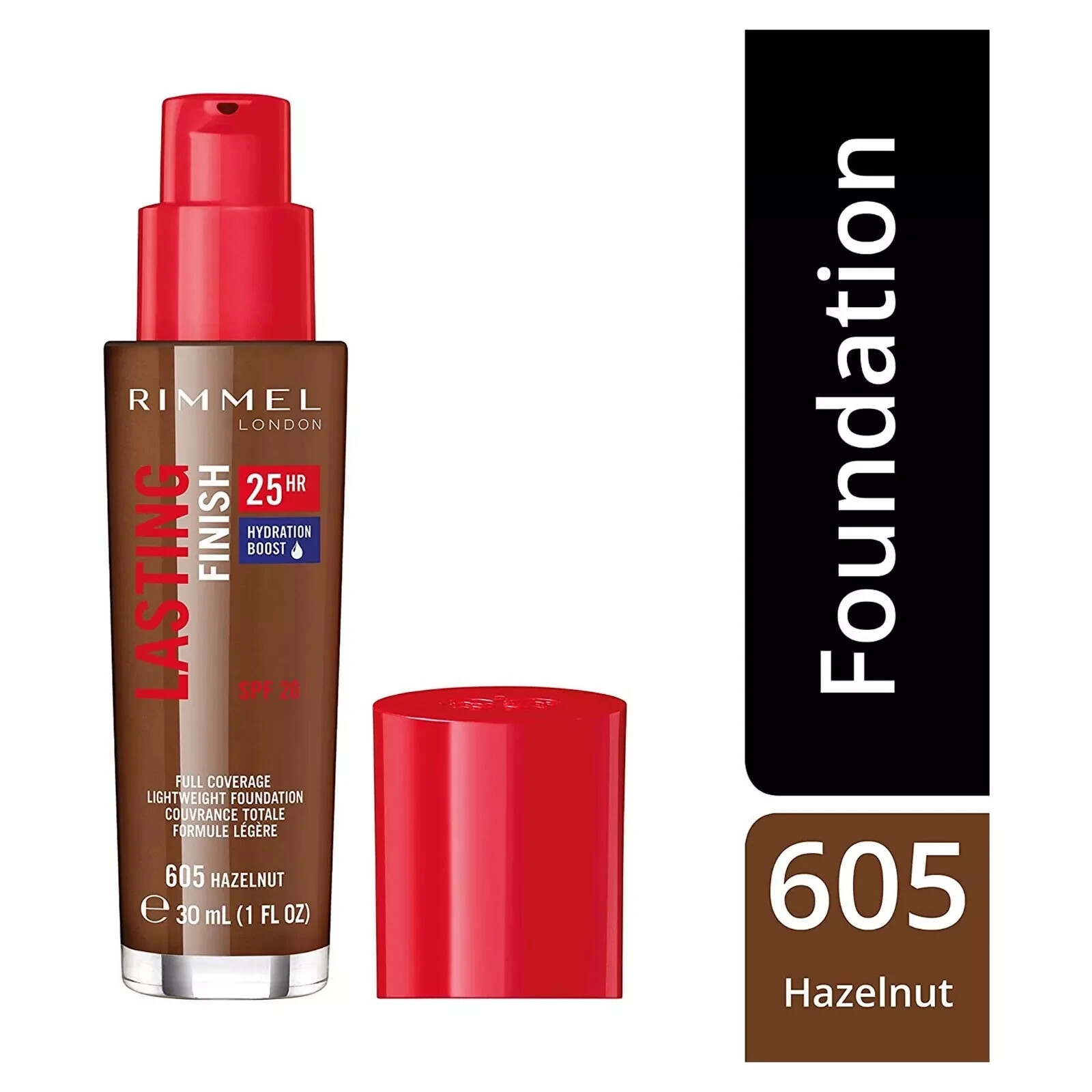 RIMMEL LONDON LASTING FINISH 25hr LIQUID FOUNDATION - HAZELNUT (605)