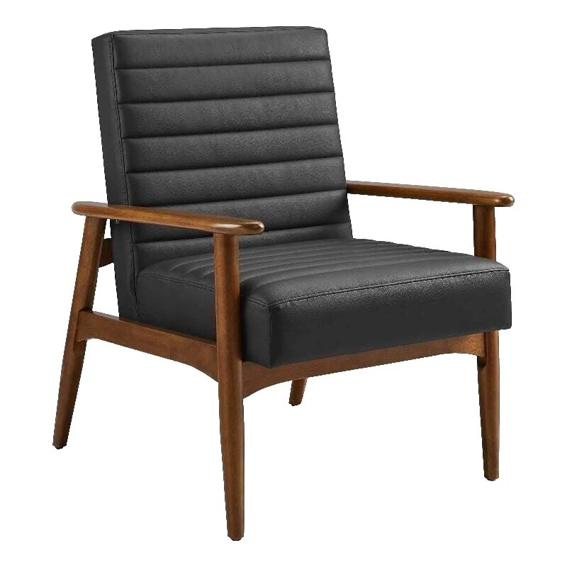 Walnut Frame Leather Chairs