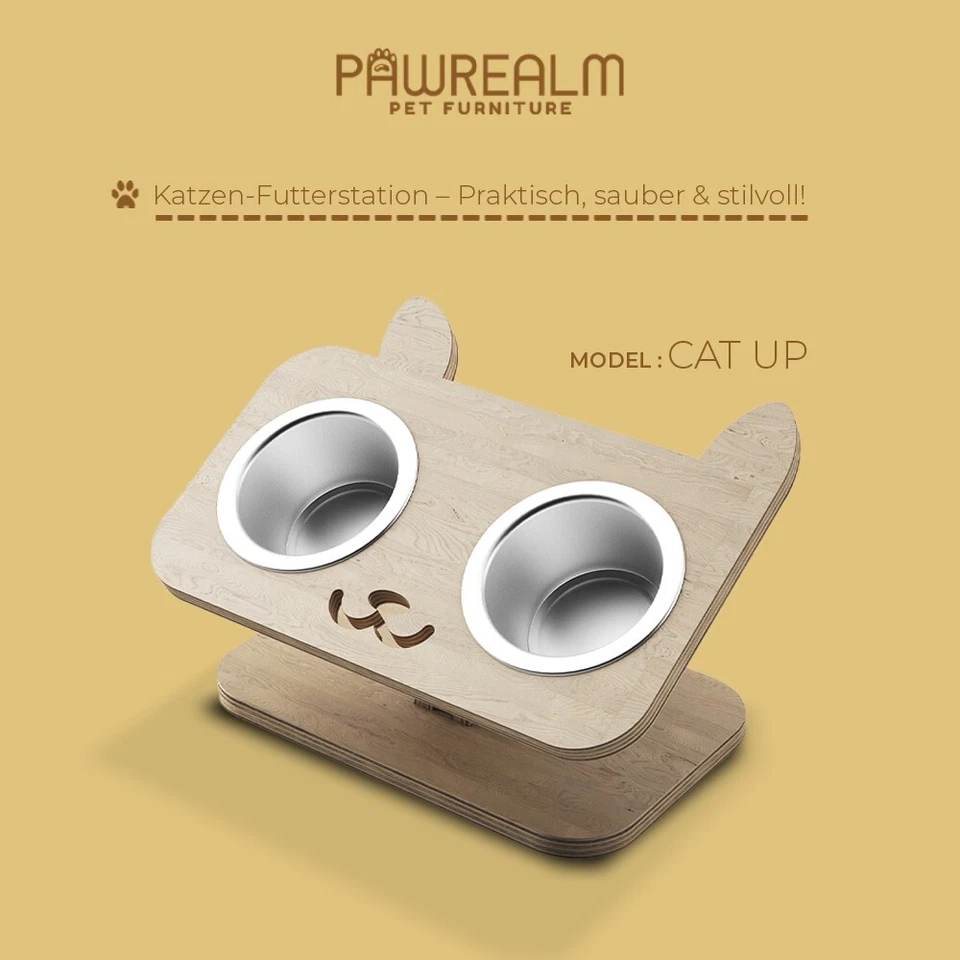 Katzennapf Hochwertige Doppelnäpfe Edelstahl mit Ständer, erhöhte Futternäpfe - Bild 2 von 4