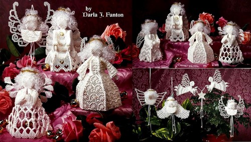 Plastic Canvas Pattern Book Angels Bells Belles Standing Dolls Hanging Ornaments