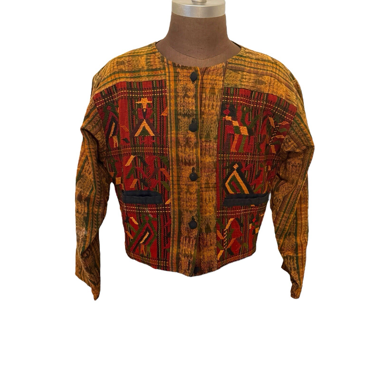 Guatemalan Tapestry Jacket Button Front Lined Mul… - image 1