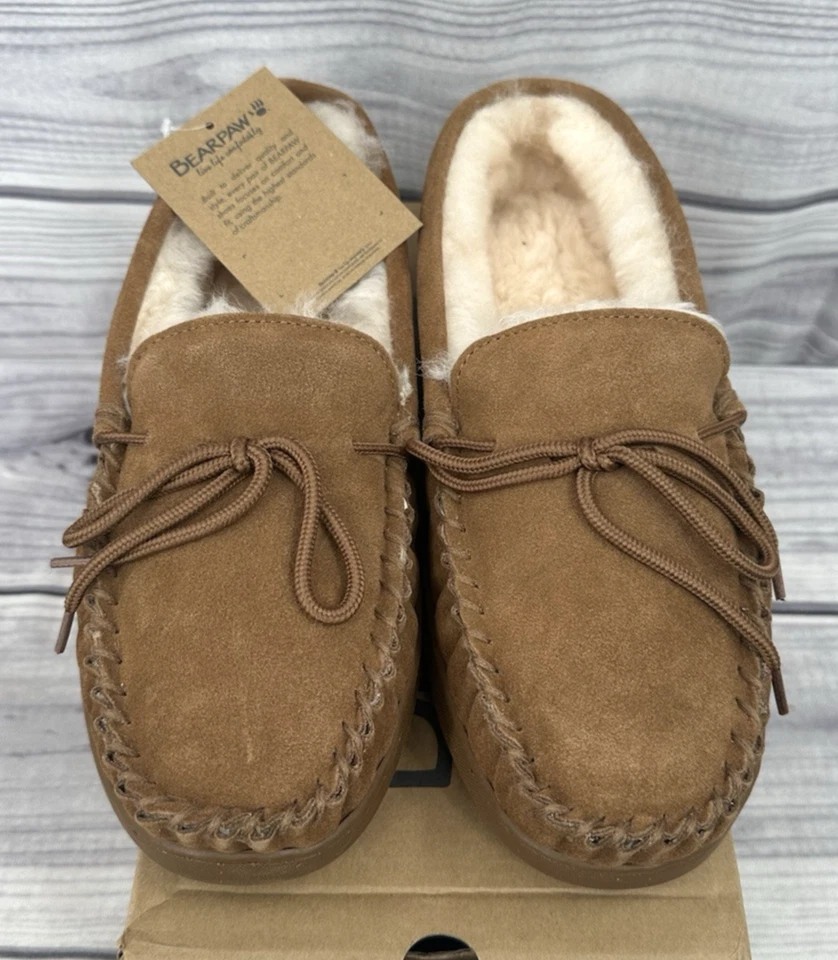 ZAPATILLAS DE GAMUZA ANCHAS BEARPAW MOC II PARA HOMBRE TALLA 11 ANCHAS NOGAL ¡NUEVAS EN CAJA!! Foto 4 de 4