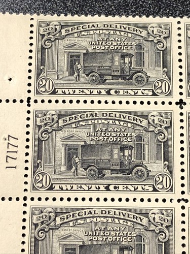 US E14 Special Delivery 20C Plate Block Of 6 Very Fine Mint Never Hinged - Picture 2 of 4