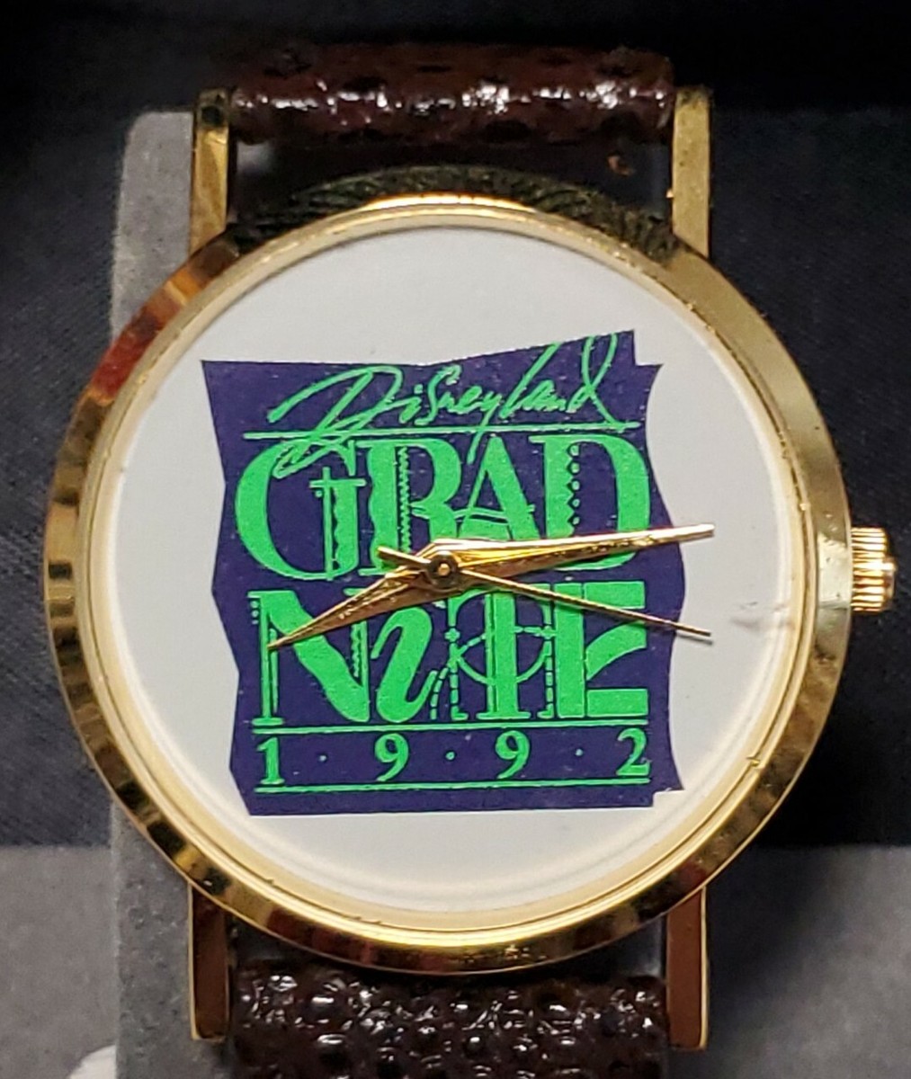 Vintage 1992 Disneyland Grad Nite Gold Tone Watch By Becora