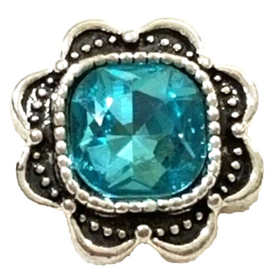 3D BLUE RHINESTONE 18mm/20mm GINGER SNAP BUTTON POPPER INTERCHANGEABLE JEWELRY