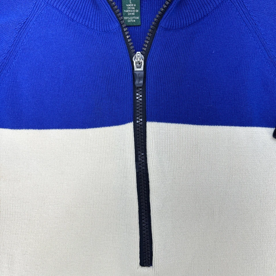 L-RL Lauren Active 1/2 Zip Pullover Sweater Womens L Navy Off White Blue - Image 4 of 4