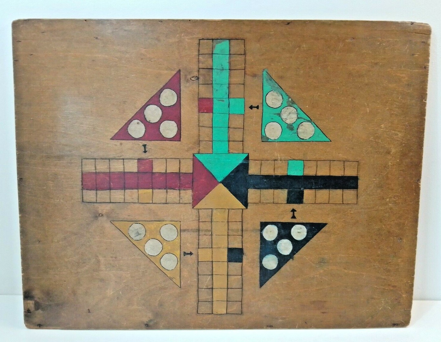 Vintage 1950/60s LUDO Game Wooden Hand Painted Jigsaw Board/Table Top