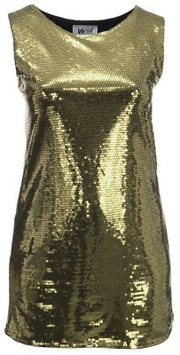 Sparkly Gold Sequin Lined Sleeveless Long Straight Pencil Dress Party Wear  | eBay UK