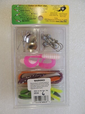cotee fishing lures COTEE Liv' Eye Action Jigs set 6 worms grubs hooks Shrimp scented OLD  inventory