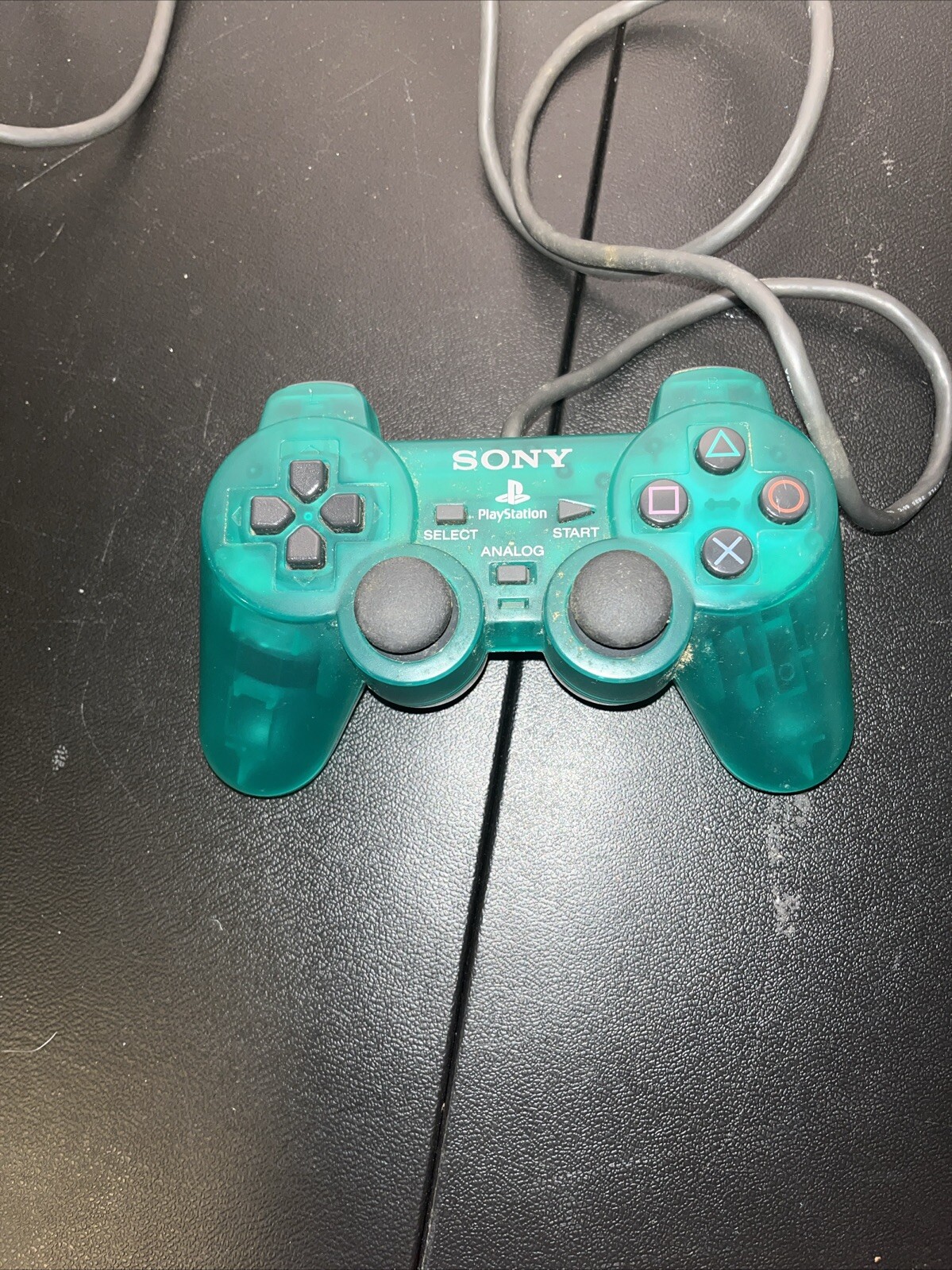 Manette PlayStation 1 Transparente (Clear) - Dualshock Officiel, Occasion, Fonctionnelle