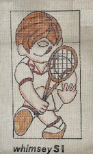 Hand-Painted 5"x9" Whimsey TENNIS Needlepoint Canvas 12-mesh Mono S1