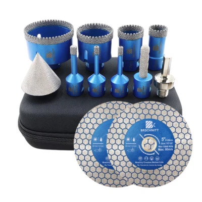 BRSCHNITT M14 Diamant Fliesenbohrer Set 6-68MM/Bohrkronen Diascheibe Winkelschleifer