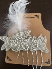 Wedding Prom Feather Rhinestone Hair Piece Fascinator Flower Clip New