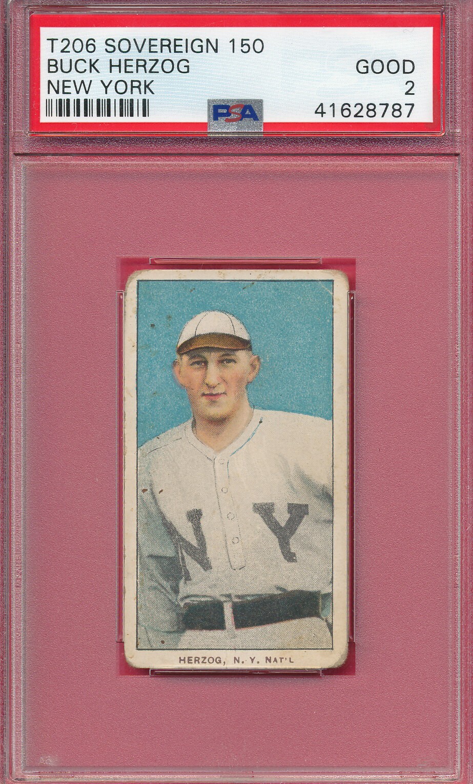 PSA 2 GOOD SOVEREIGN T206 BUCK HERZOG NEW YORK 1909 TOBACCO GRADED PREWAR *TPHLC