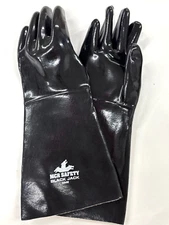 MCR Safety Black Jack Cotton Lined Chemical Resistant Gloves Large Black 6948
