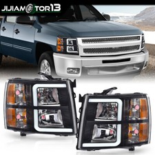 Fit For 2007-2013 Chevy Silverado 1500 2500hd Chrome Housing Led Drl Headlights