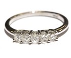 14k white gold .51ct SI1-2 H princess diamond wedding band ring 2.1g 6.75 — photo 1