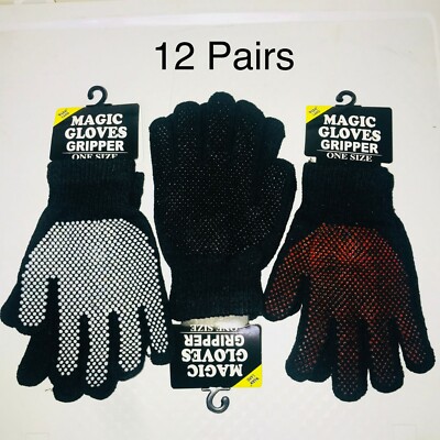 12 Paar Gripper Handschuhe bunt schwarz Magic Winter warm Thermo Arbeitshandschuh