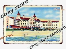 1940 Lido Beach Long Island New York Hotel Resort Postcard Tin Sign wall hanging