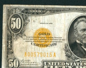 ((6 DIGIT)) $50 1928 Gold Certificate ** DAILY CURRENCY AUCTIONS