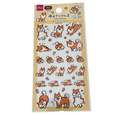 Daiso Yuru Animals Clear Seal Sticker Sheet - Shiba Inu Dog