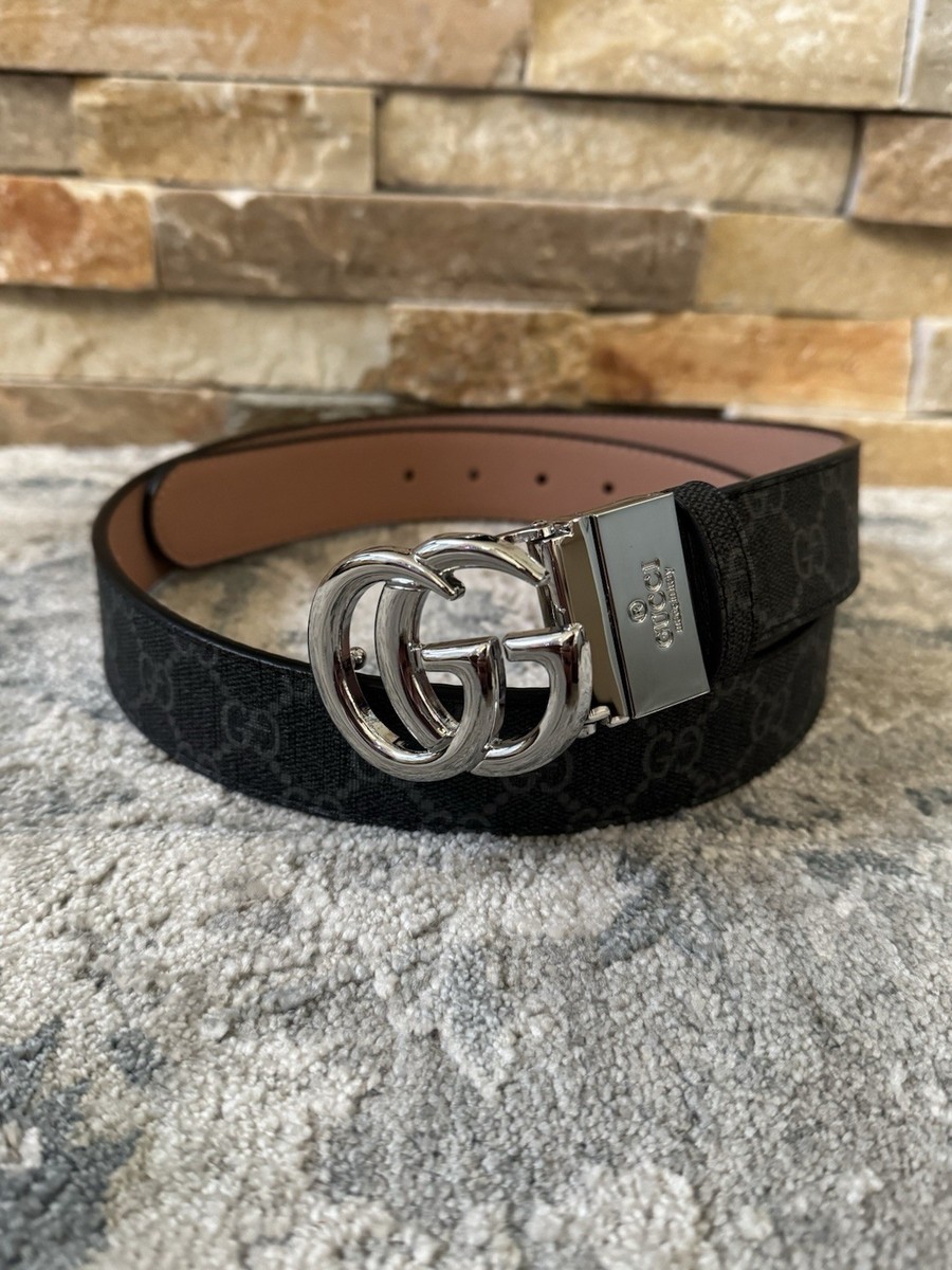 Black/Silver Double GG Interlocking Gucci Belt | eBay display picture 1