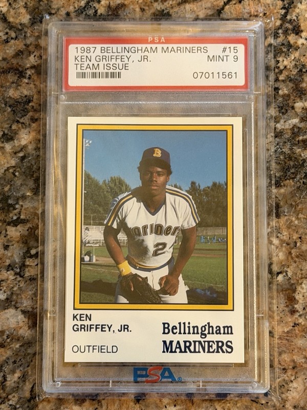 HOF Ken Griffey Jr 1987 Bellingham Mariners #15 FIRST TEAM ISSUE RC PSA 9 MINT!