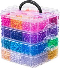 4200Pcs Pony Beads, 24 Assorted Colors 6x9mm Plastic Kandi Beads Bulk for Bra...