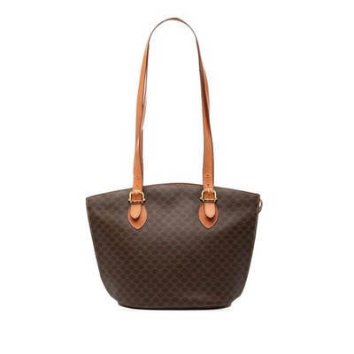 Celine Macadam Coated Canvas Shoulder Bag Pre-Loved Brown