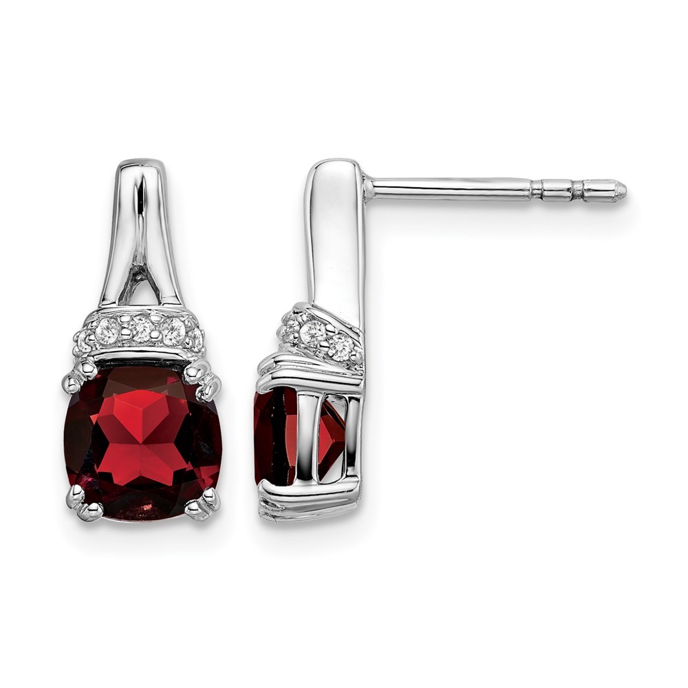 10k White Gold Garnet and Diamond Drop & Dangle Earrings 2.08gm