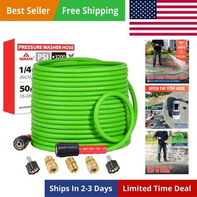 #ad Super Flexible Pressure Washer Hose 50FT for Power Washer Replacement Kink R... $75.99