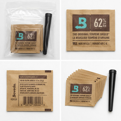 Boveda 62% RH Size 4g 10er Pack Terpene Shield + Joint Hülle
