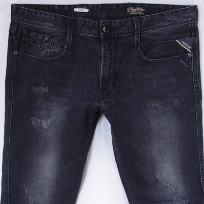 Mens Replay M914 ANBASS Stretch Slim Tapered Grey Jeans W34 L32