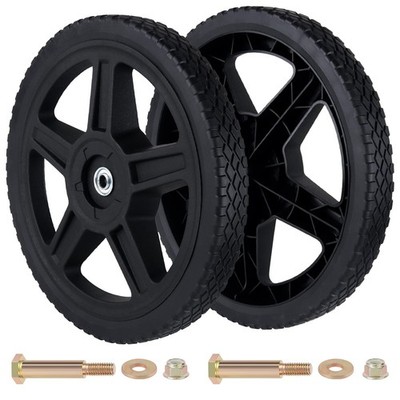 CheeMuii 2 Pack 14'' Push Lawn Mower Wheels 2 Pcs 14 Inch 14 Inch, Black-2Pack
