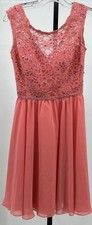 Morilee By Madeline Gardner Womens Coral Lace Chiffon Sleeveless Dress Size 8