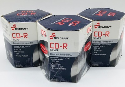 SkilCraft CD-R Silver 700MB Printable CD 100/PK - LOT of 3