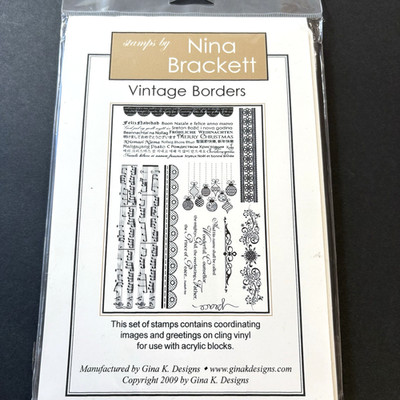Gina K Vintage Borders Nina Brackett Cling Rubber Stamps All Occasions