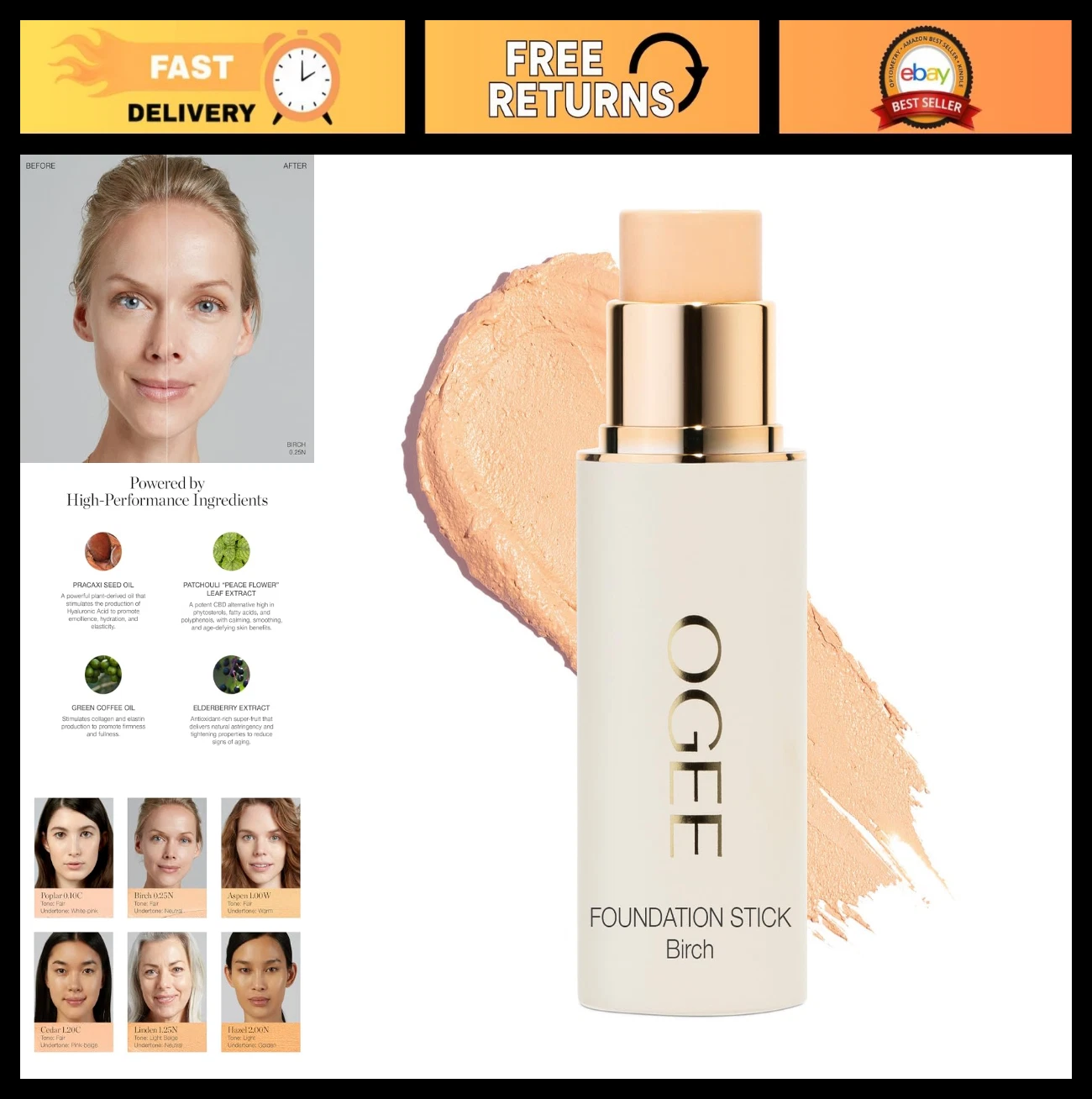 Sculpted Complexion Foundation Stick - Full Coverage, Fair Neutral, 70% Organic,