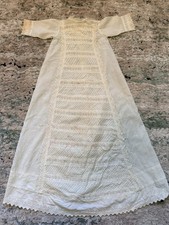 Antique 1800s Victorian Baby Doll Dress Lace Pleating Christening Baptism Gown