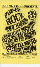 VELVET UNDERGROUND / ANDY WARHOL Handbill Fillmore Concert 1966 Wes Wilson BG-8