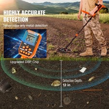 Waterproof Metal Detector, 12" Coil, Professional Rechargeable Gold Detector