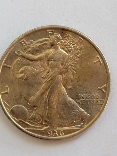 1936 SILVER WALKING LIBERTY HALF DOLLAR 50 CENT COIN AU, UNGRADED