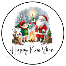 HAPPY NEW YEAR CHRISTMAS ENVELOPE SEALS LABELS STICKERS PARTY FAVORS