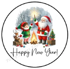 HAPPY NEW YEAR CHRISTMAS ENVELOPE SEALS LABELS STICKERS PARTY FAVORS