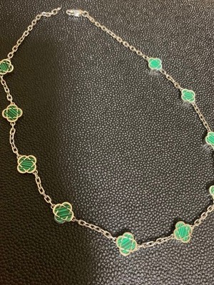 New Craftd London Clover Necklace Green Malachite Unused From Japan