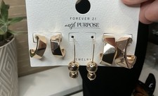 Forever 21 Earrings Pack Of 3 Gold plated New