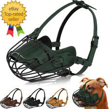 Metal Pitbull Dog Muzzle Reflective Leather Mask Secure Wire Basket for Large