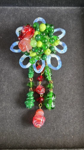 4.75"  vintage France Louis Rousselet for Chanel gripoix glass brooch