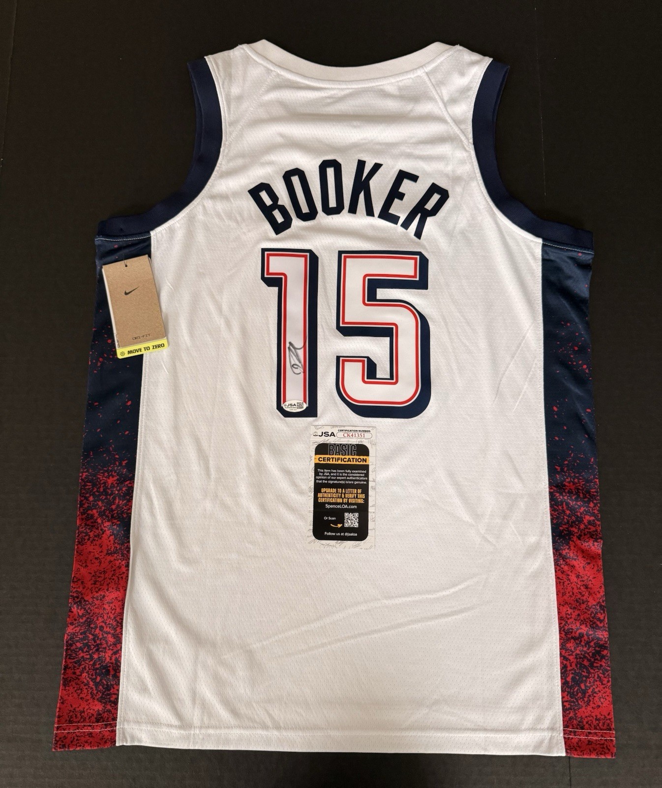 Devin Booker Autographed Signed Jersey Team USA Paris Olympics JSA COA 